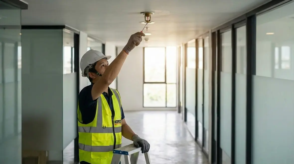 Fire sprinklers and standpipe valves in a high rise building