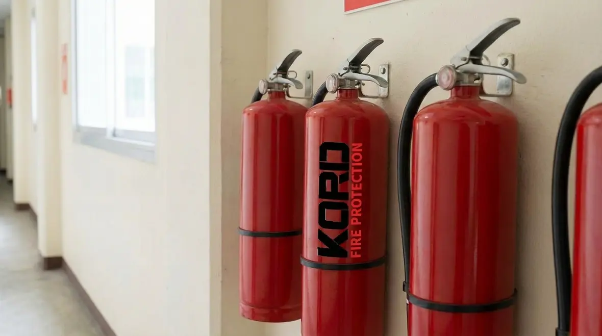 Different fire extinguishers showing color bands