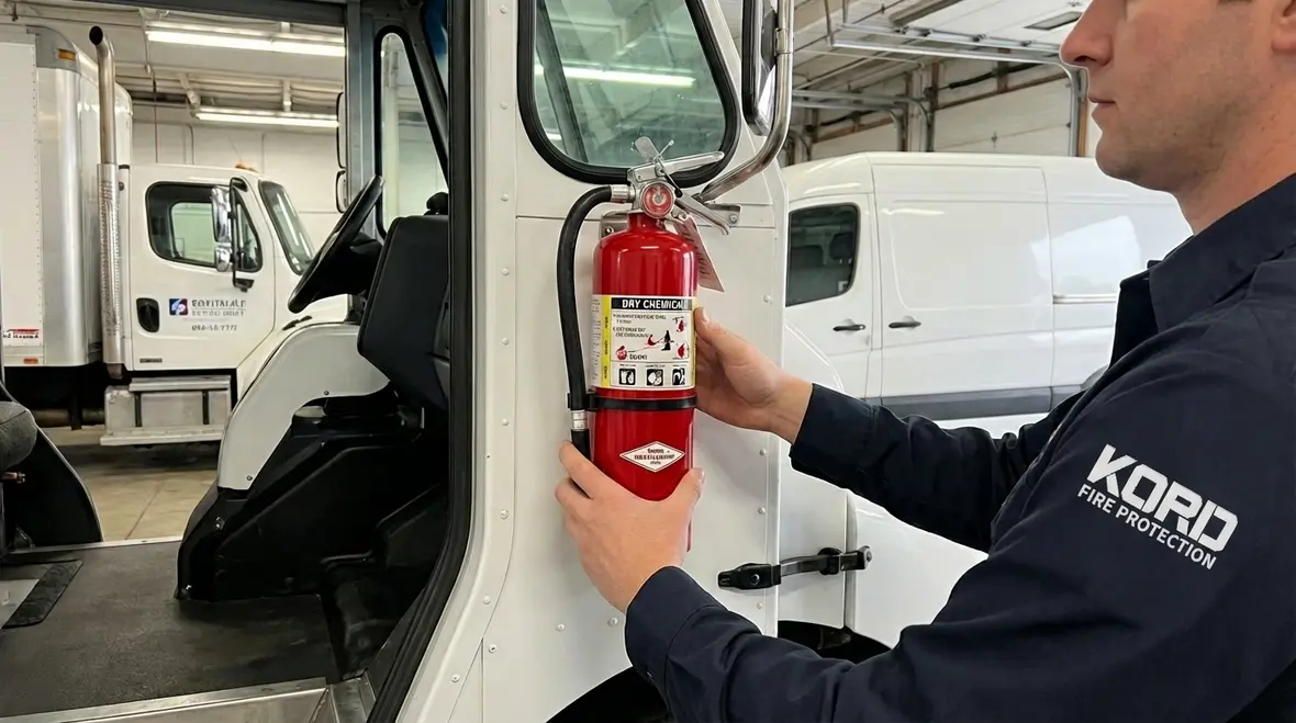Fire extinguisher for vehicles fleet compliance