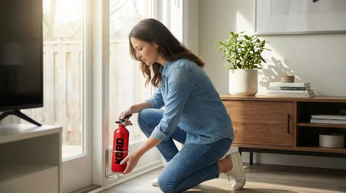 Residential fire extinguisher placement in California home