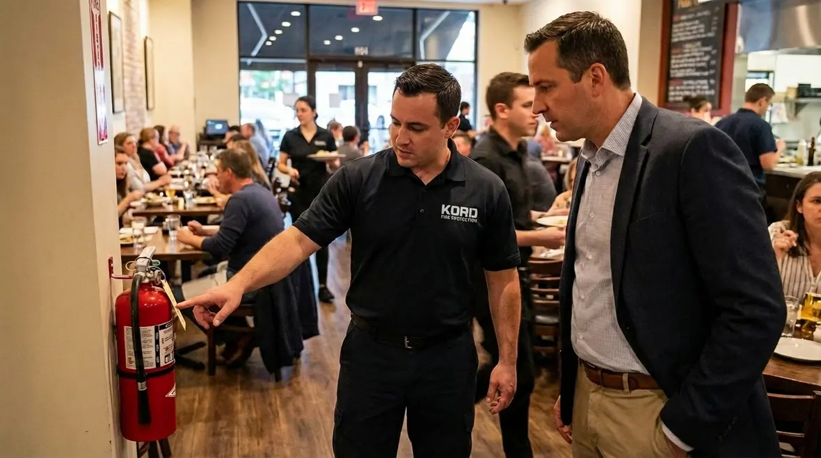 Fire extinguisher placement for restaurants