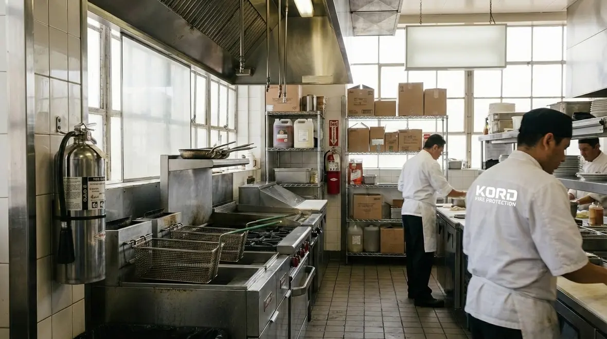 Placement map example for commercial kitchen fire extinguishers