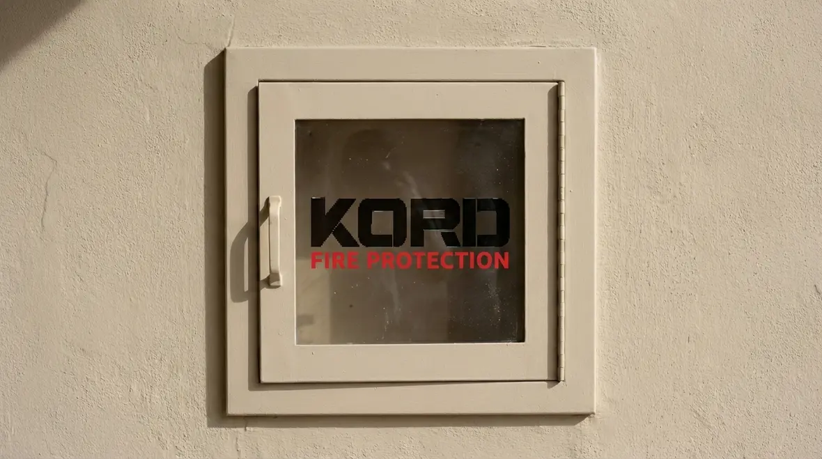 Modern interior with compliant fire extinguisher cabinet