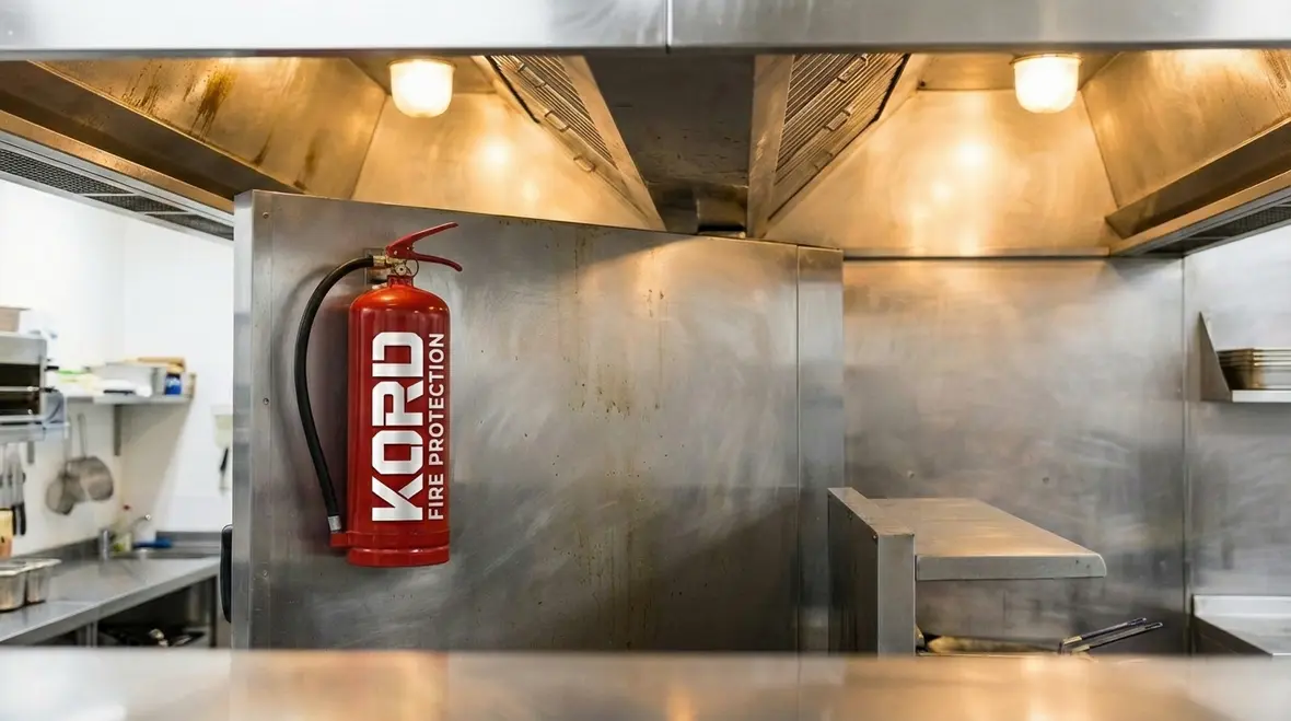 CO2 fire extinguisher near electrical panel