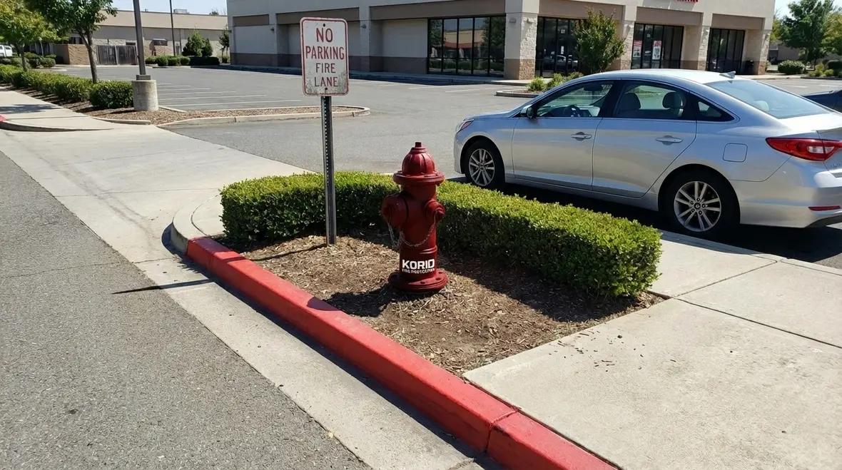 Fire hydrant with clear space around it for firefighter access