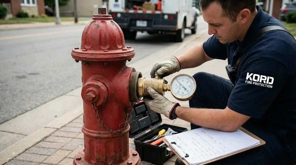 Diagram-style view of a fire hydrant water supply system