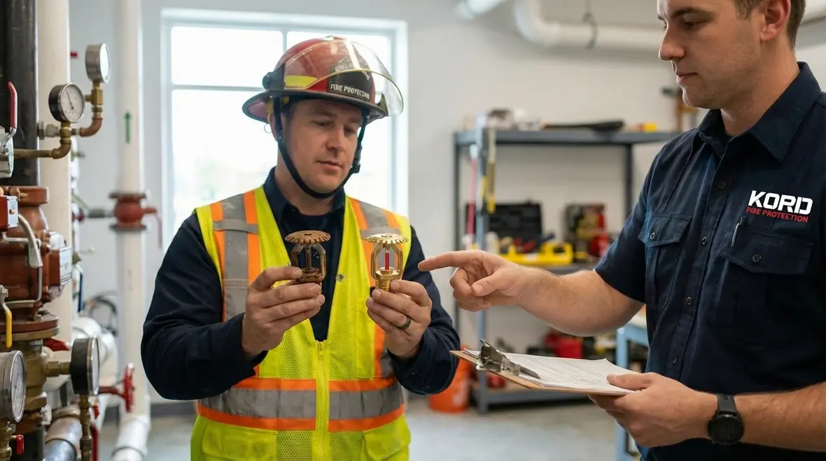 Technician reviewing fire protection retrofit vs upgrade options