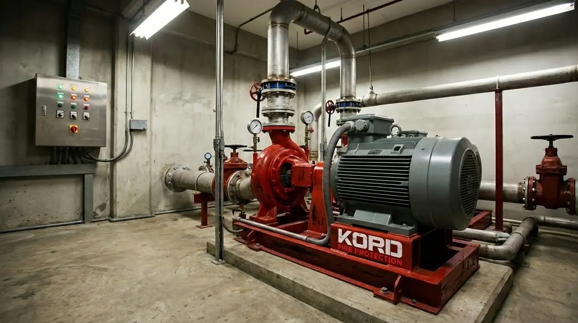 Diagram showing water supply flow and pressure for fire systems