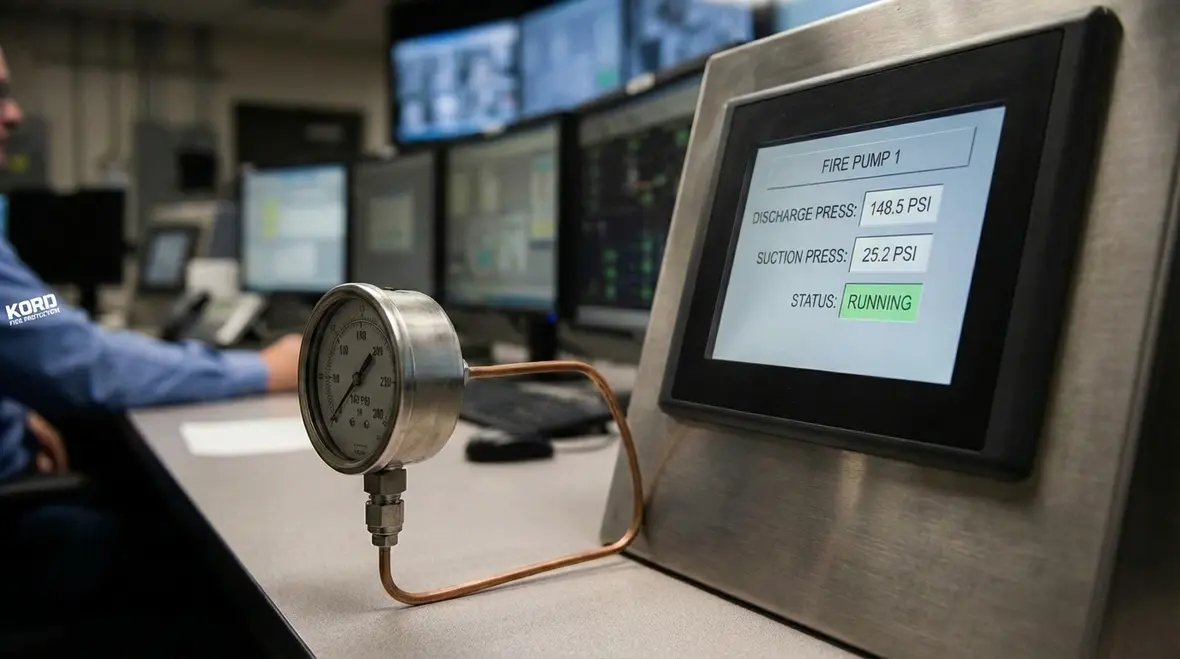 Detailed fire pump sensing line installation meeting Anaheim code expectations