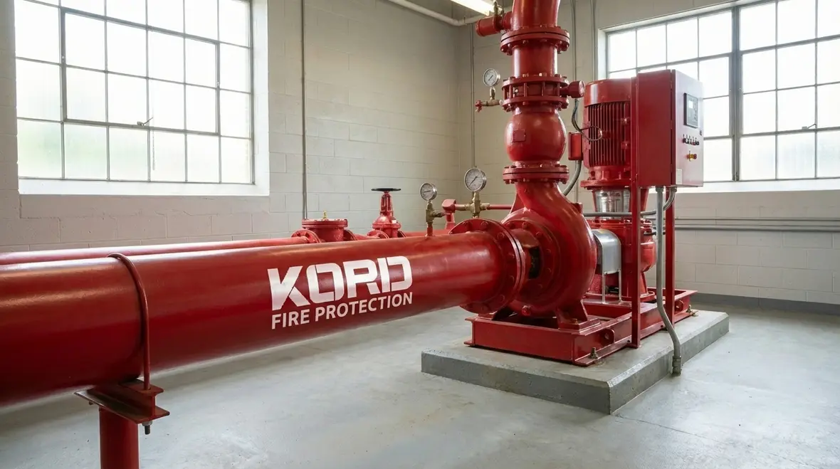 Fire pump suction piping layout in Orange County facility