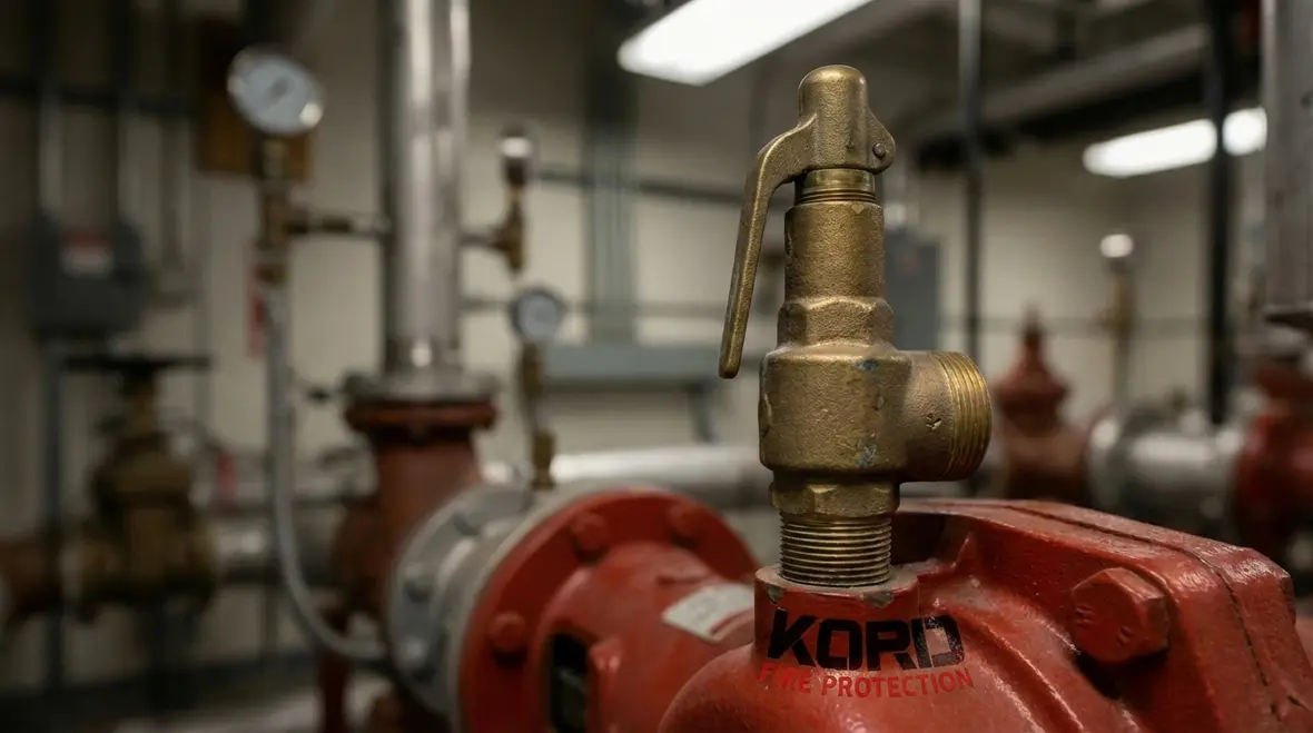 Technician inspecting circulation relief valve on a fire pump in Southern California