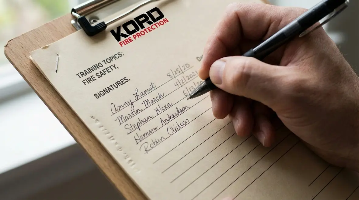 Fire drill taking place in a commercial building