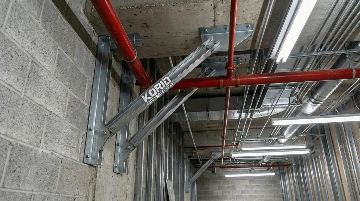 Coordinated fire sprinkler system in a finished Studio City tenant improvement