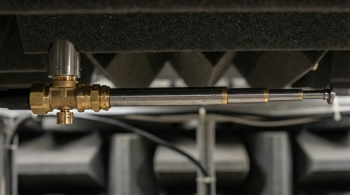 Retractable telescoping fire sprinkler detail in a specialty test chamber