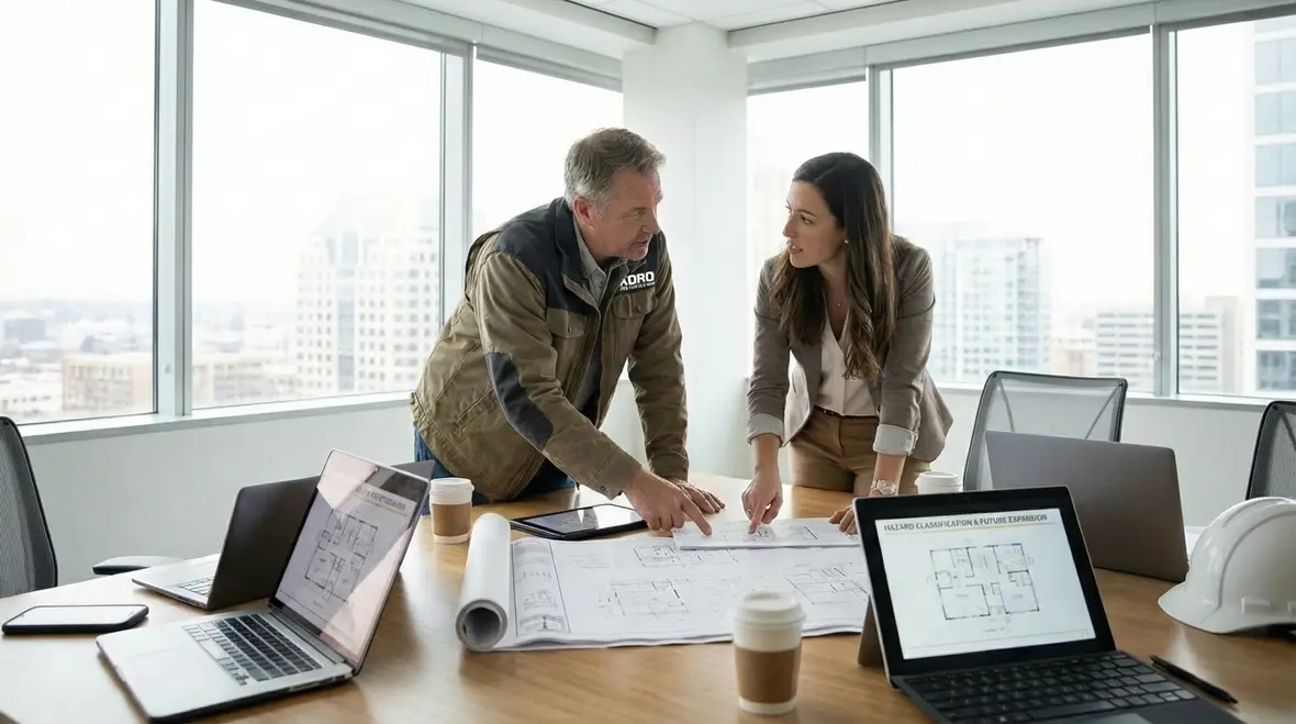 Fire suppression system layout review on construction drawings