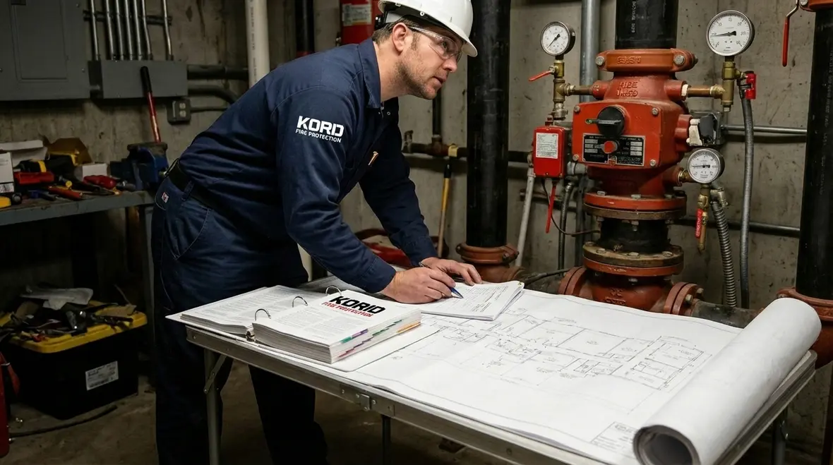 Renovated commercial space with upgraded fire sprinkler layout