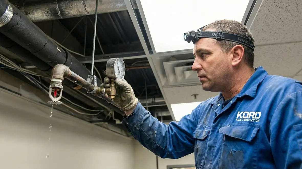 Expanded commercial facility with upgraded fire sprinkler coverage