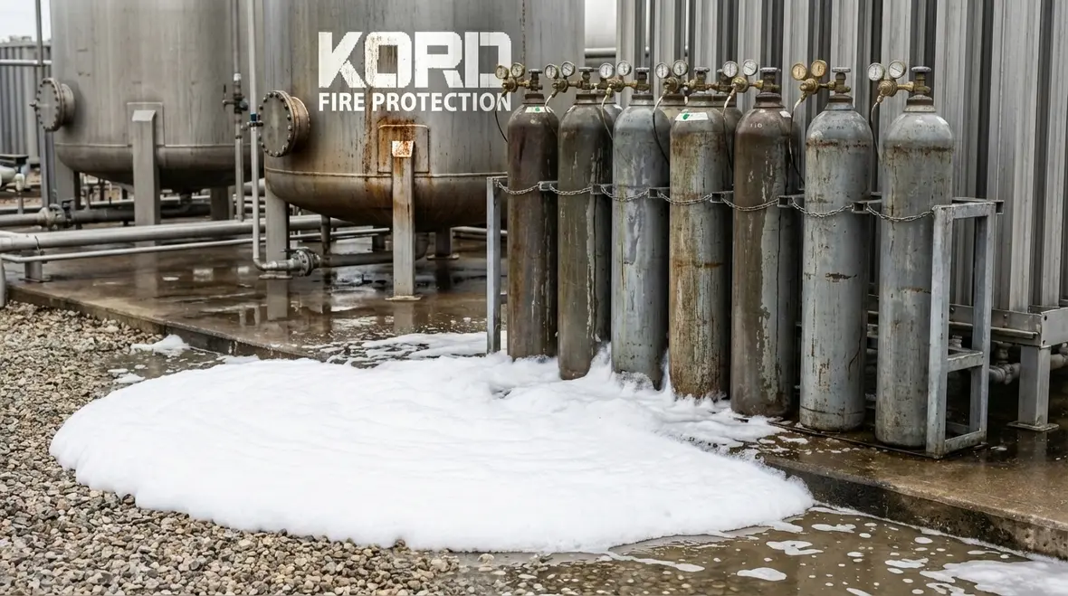 Foam and CO₂ suppression systems protecting industrial hazards