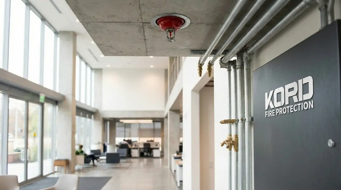 Modern building with multiple fire suppression system types installed