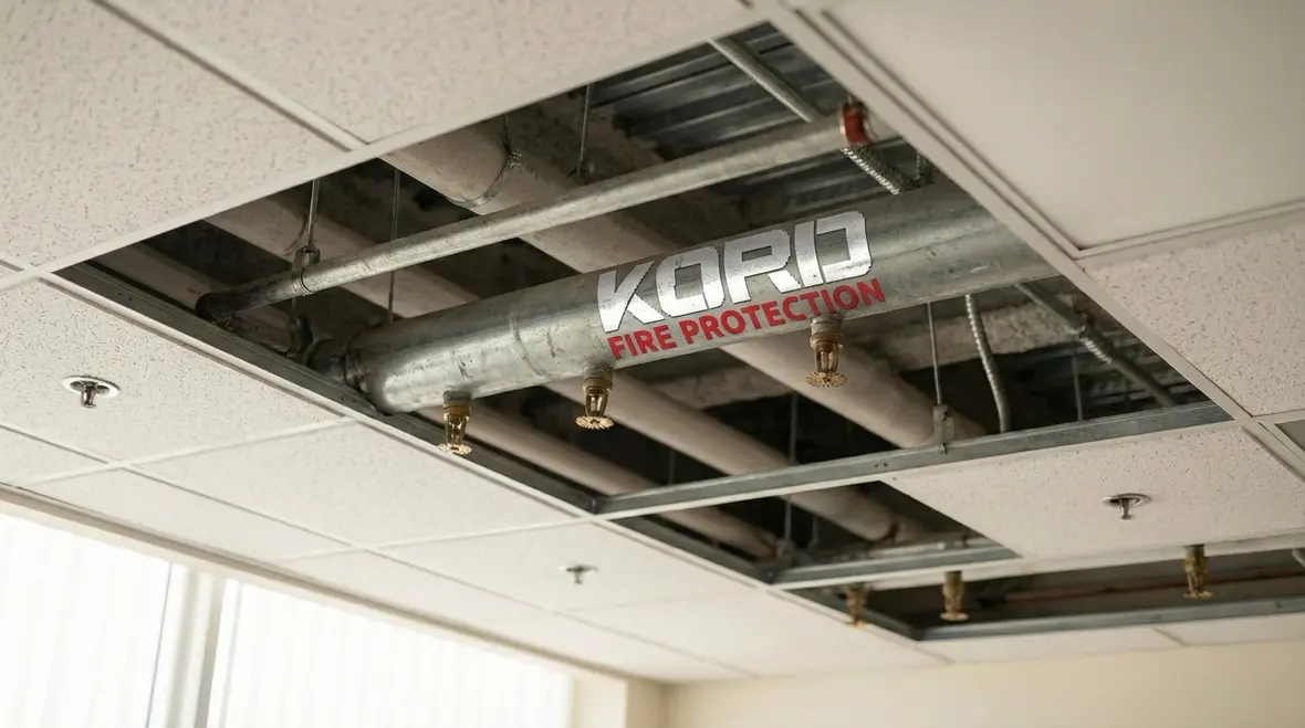 Modern building protected by an automatic fire suppression system