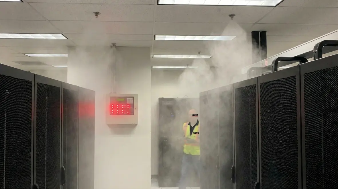 Fire suppression system protecting commercial building