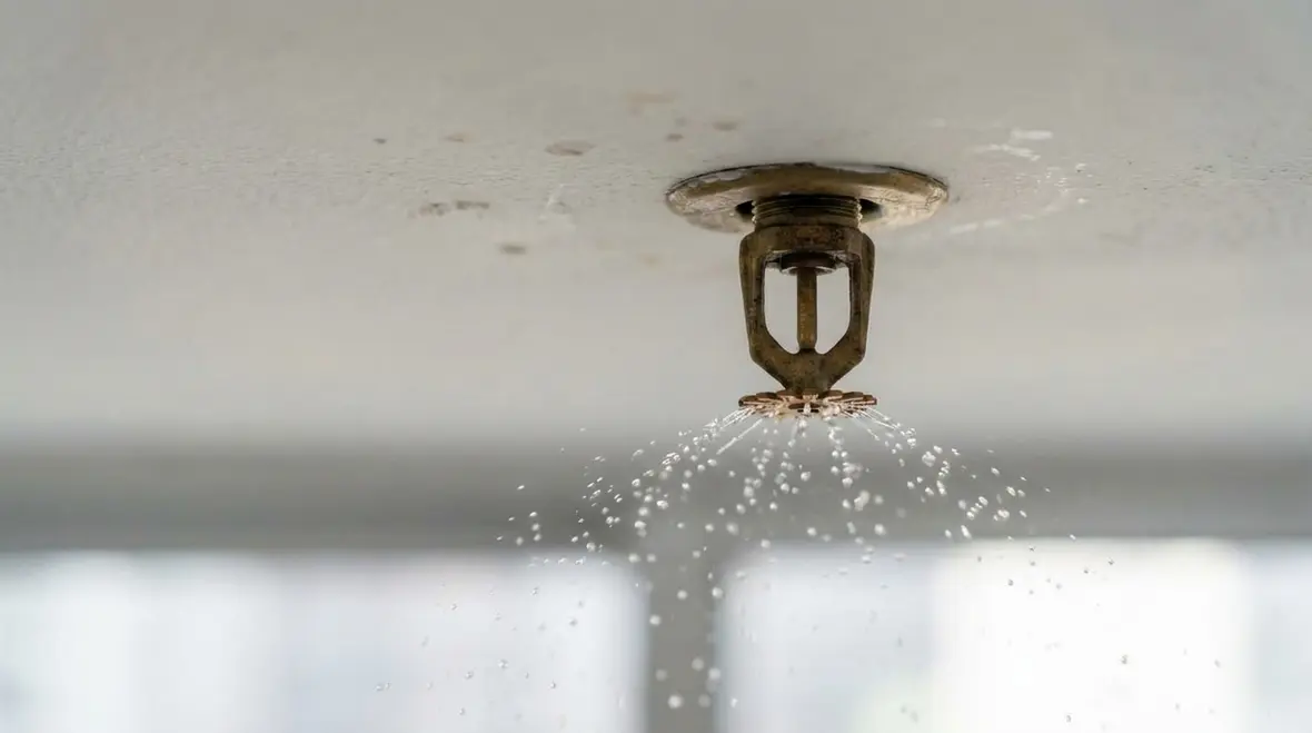 Close up of wet pipe fire sprinkler head