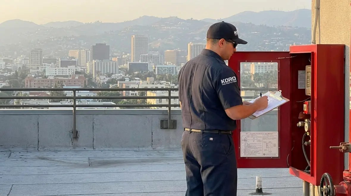 Fire system inspection requirements Los Angeles skyline