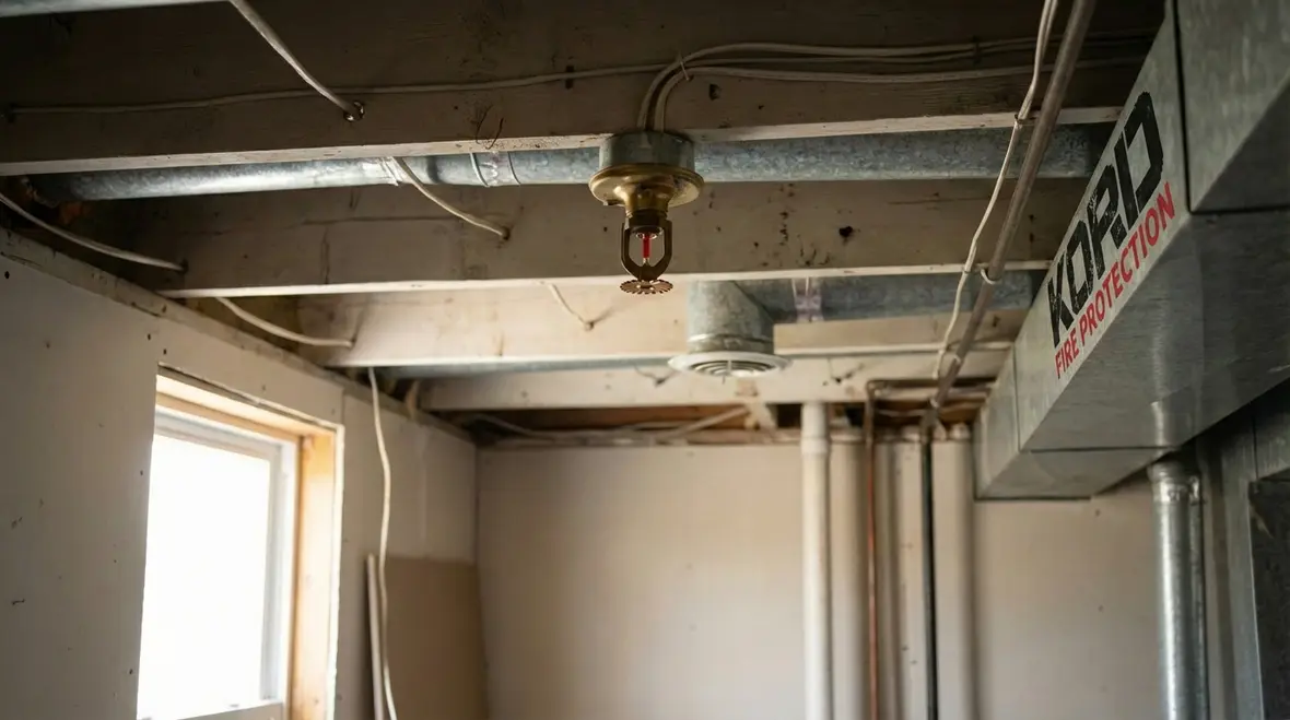 Tight Orange County service room with carefully laid out sprinklers