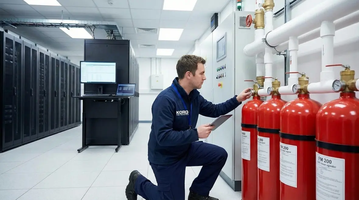 Clean agent fire suppression protecting critical IT equipment