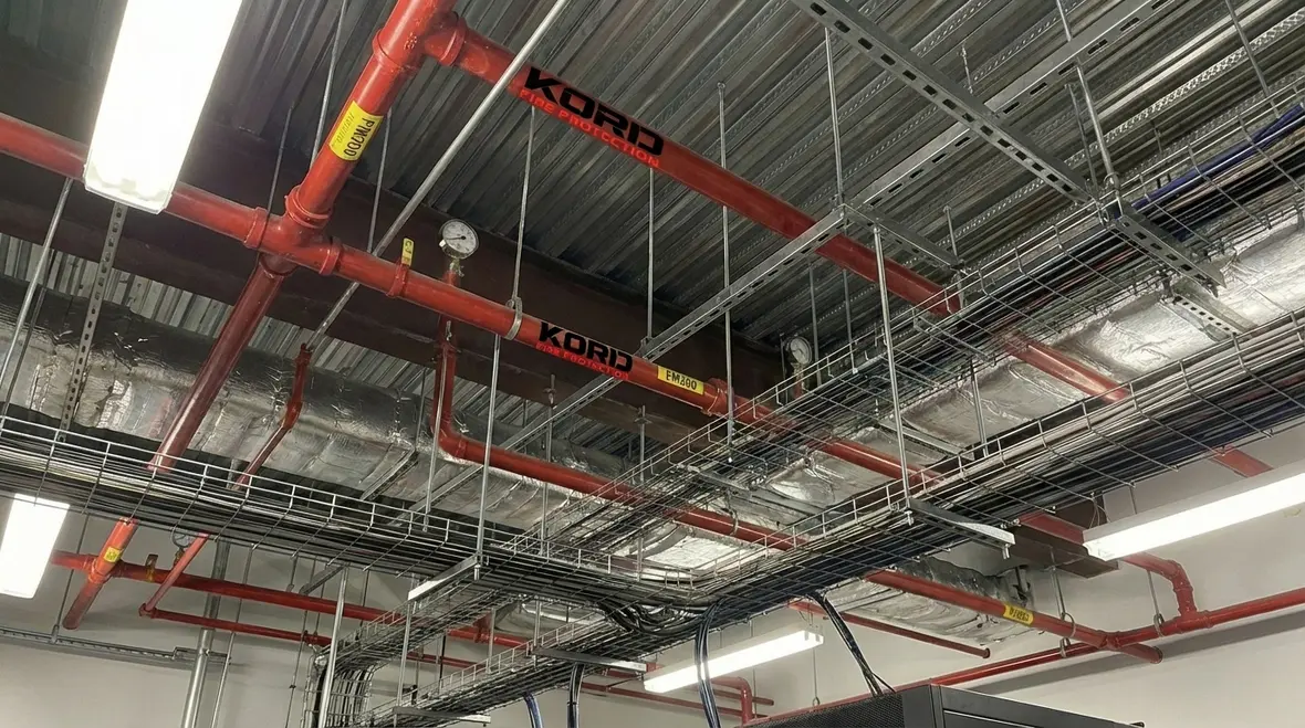 FM200 fire suppression piping and distribution network