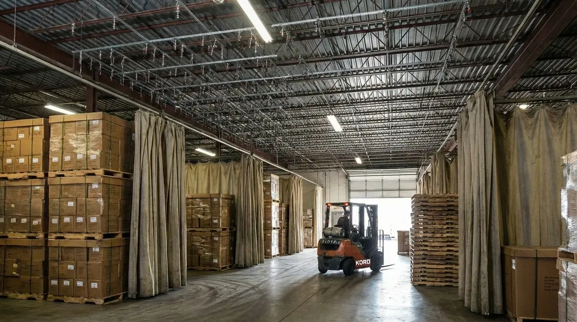 FM Global engineer evaluating warehouse fire protection systems