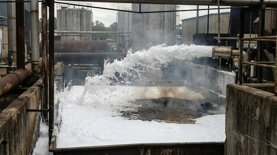 Industrial foam fire suppression system protecting fuel storage