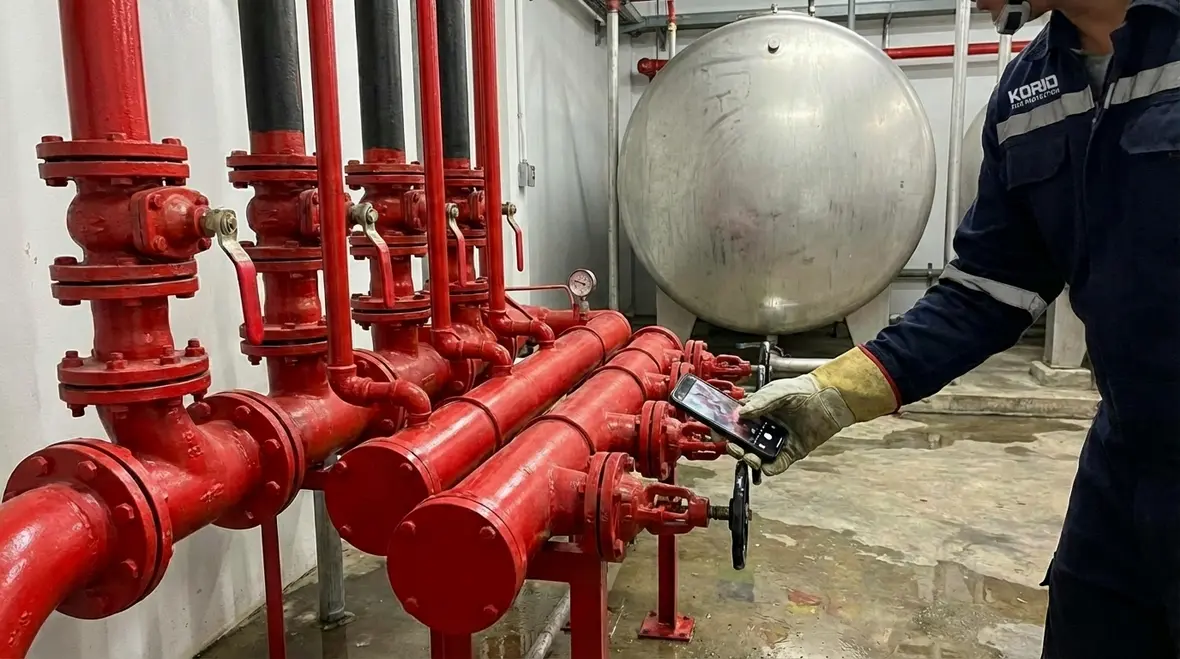 Foam fire protection system covering fuel spill