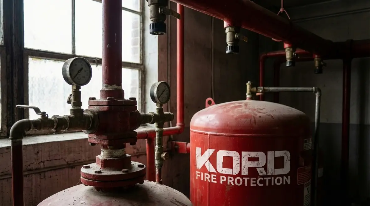 Foam fire protection system installed above fuel storage and transfer area