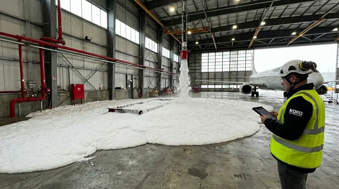 Foam system fire protection covering flammable liquid hazard