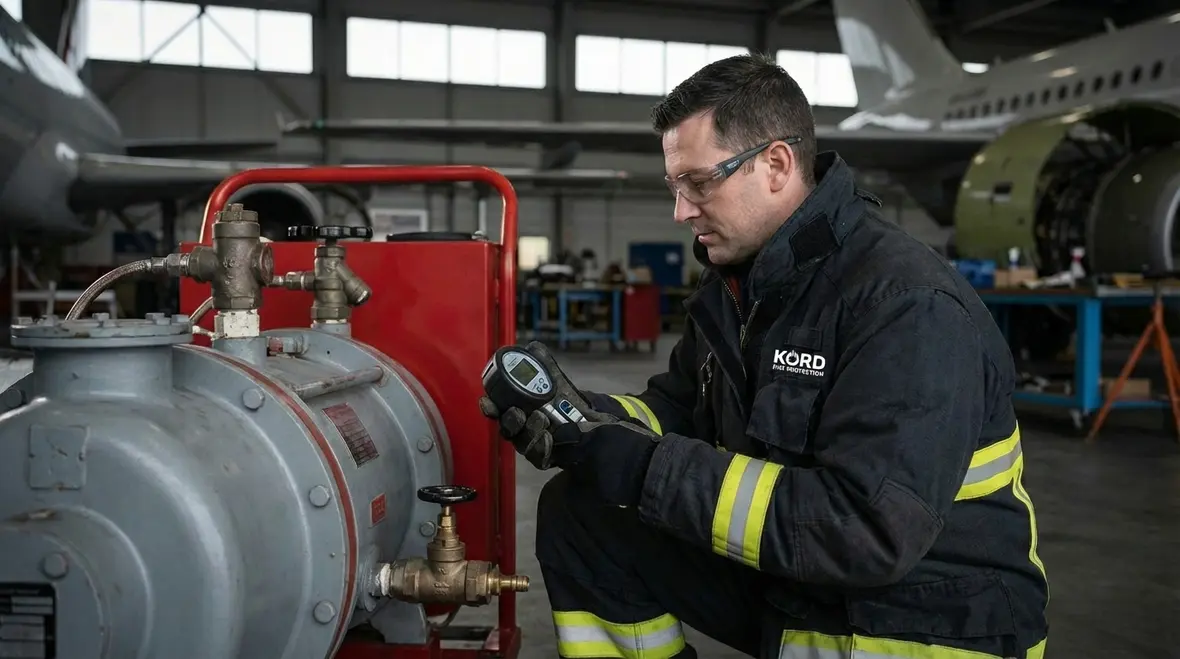 Aircraft and technicians protected by layered foam fire protection