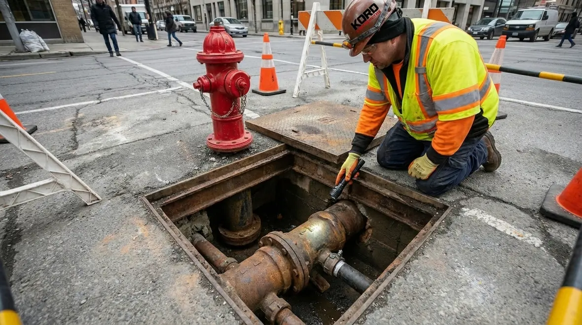 City fire hydrant connected to underground water system