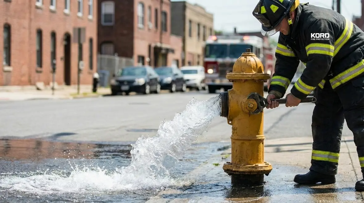 Diagram-style view of underground mains feeding a fire hydrant