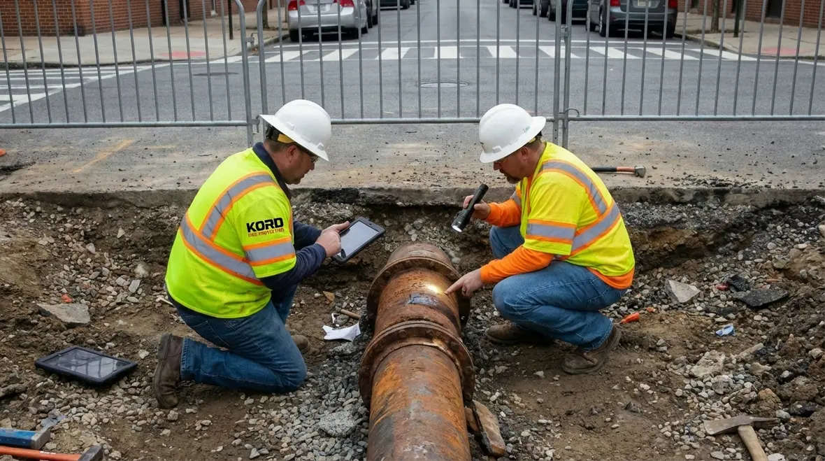 Underground water mains supplying fire hydrants