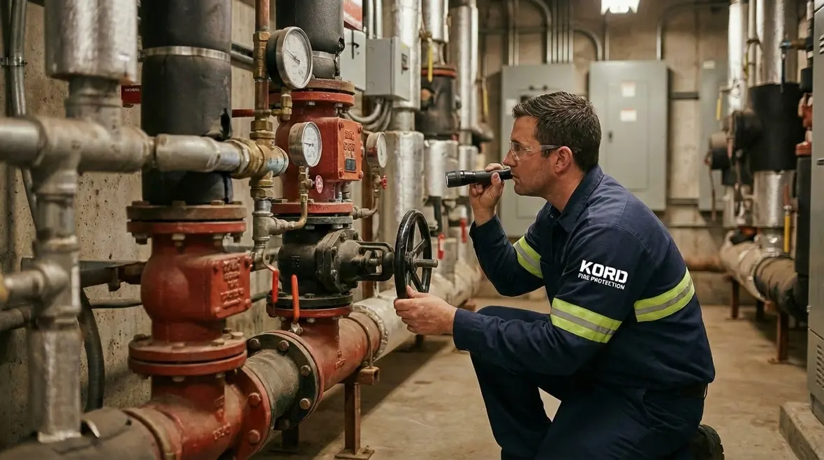 Reviewing fire inspection paperwork and site conditions