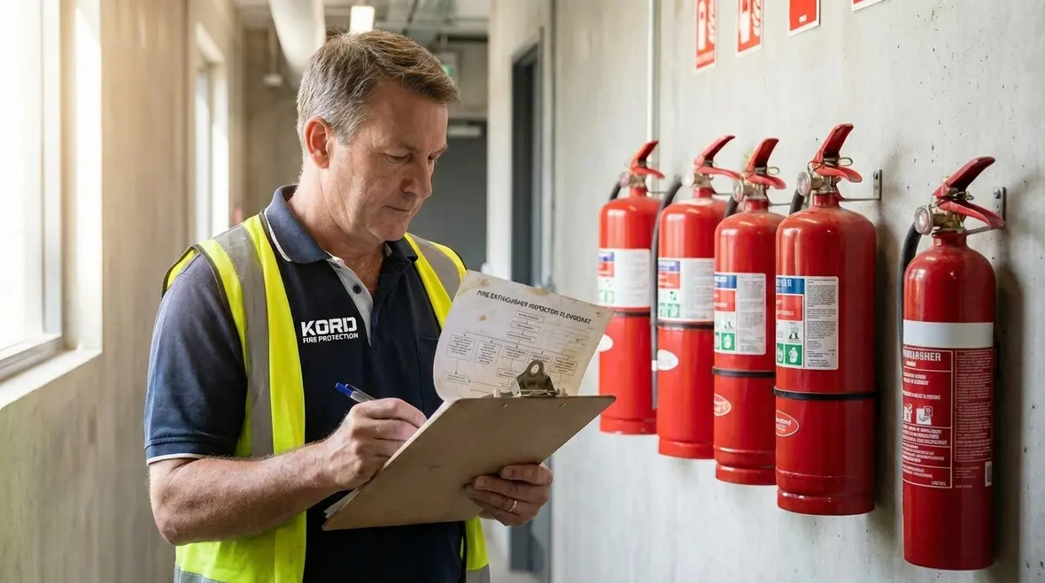 Old and new fire extinguishers side by side for comparison