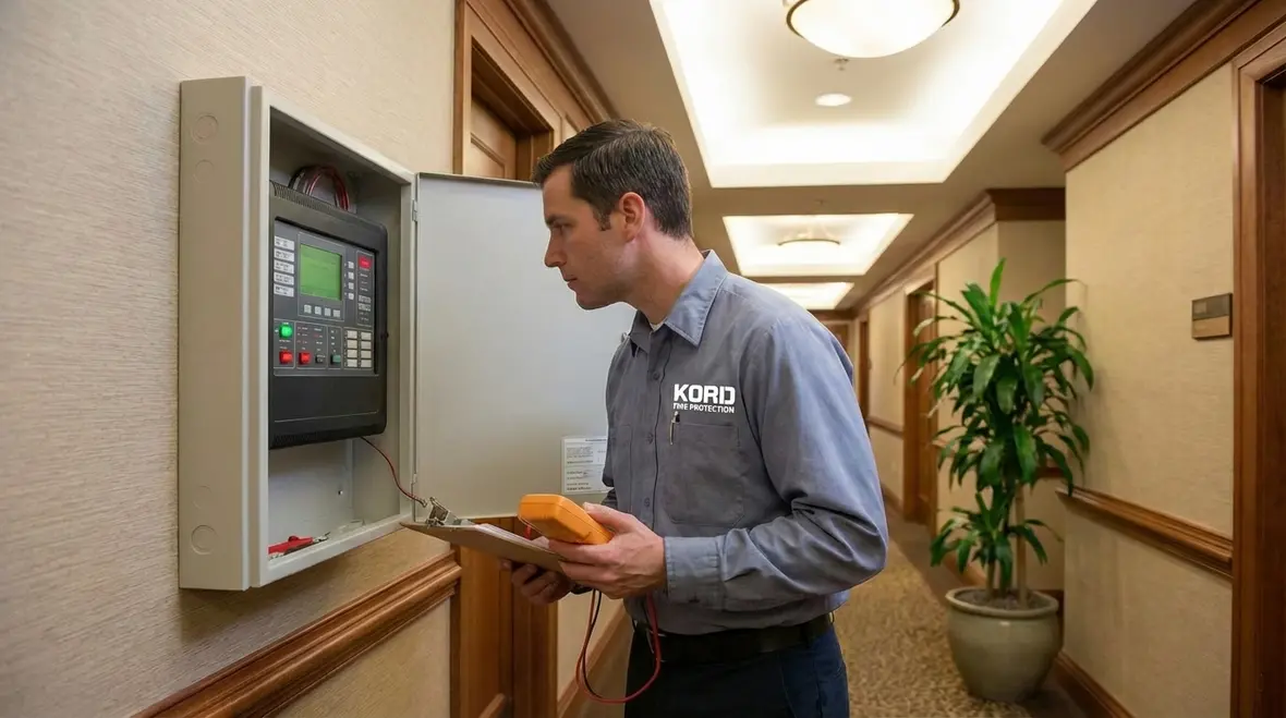 Desert property exterior with fire-safe landscaping and systems