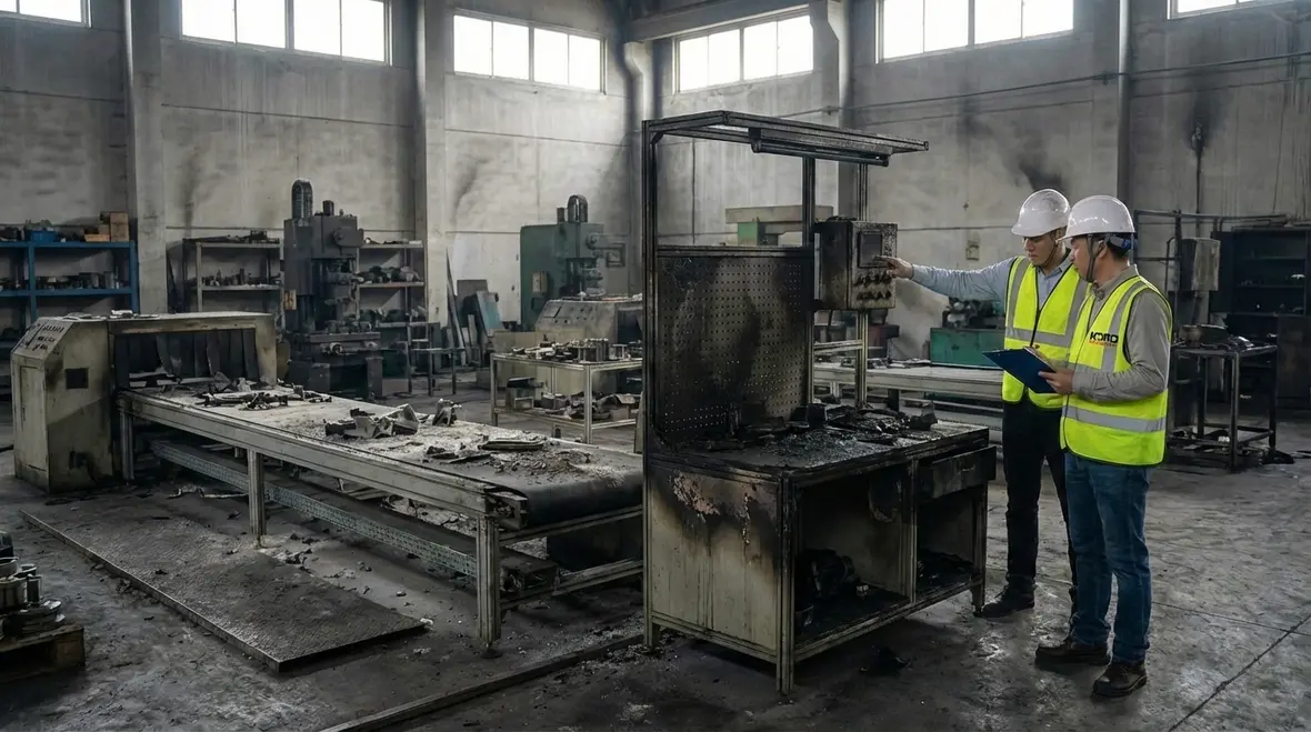 Technician inspecting a fire suppression system to reduce downtime