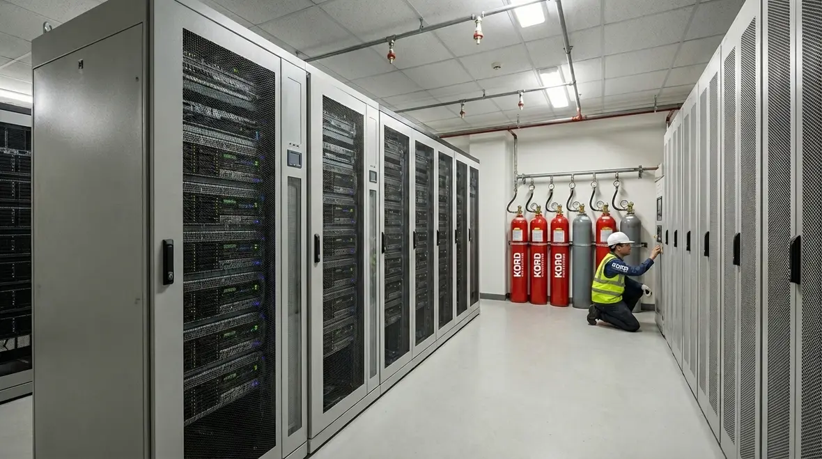 Industrial chemical fire suppression system protecting manufacturing site