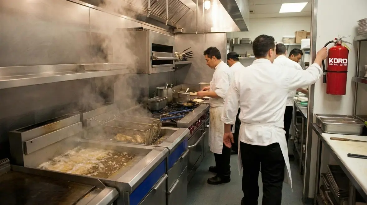 Close up of a K class fire extinguisher label