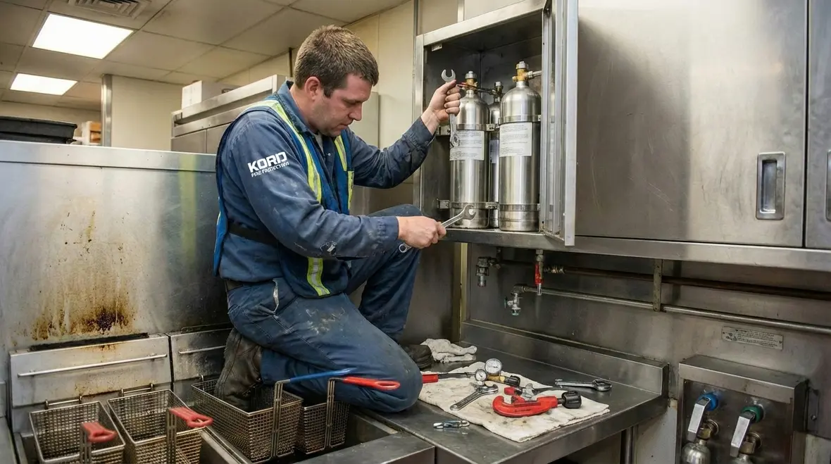 Kitchen fire suppression retrofit work underway