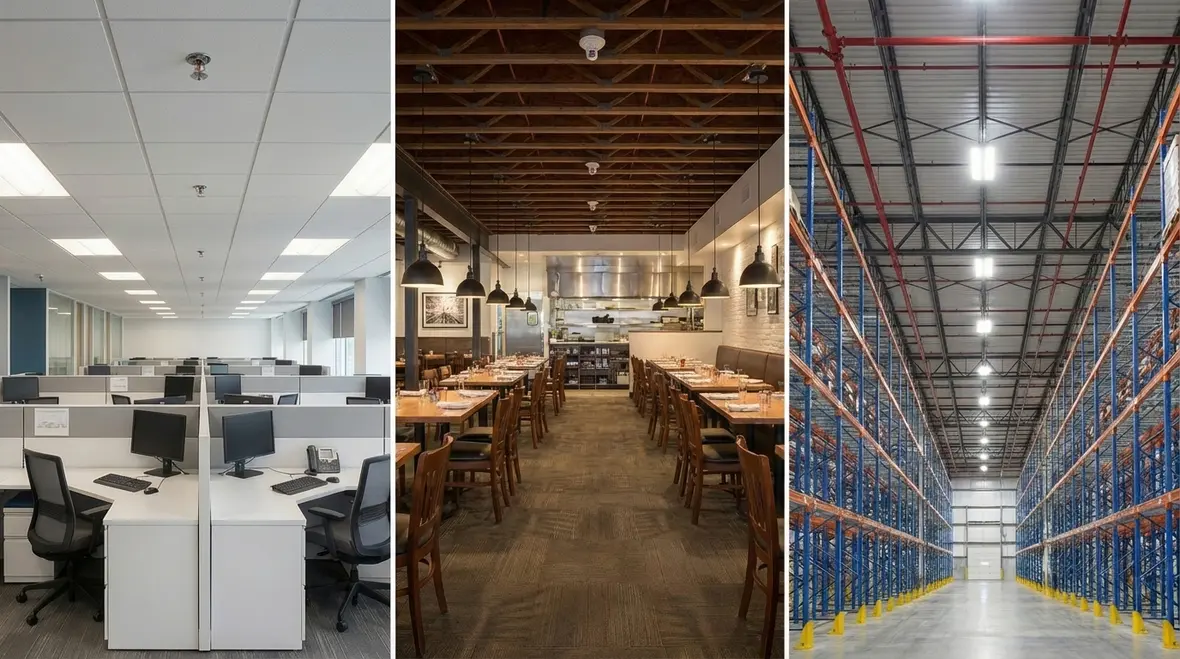 Fire sprinkler piping and backflow assembly in a Los Angeles commercial building