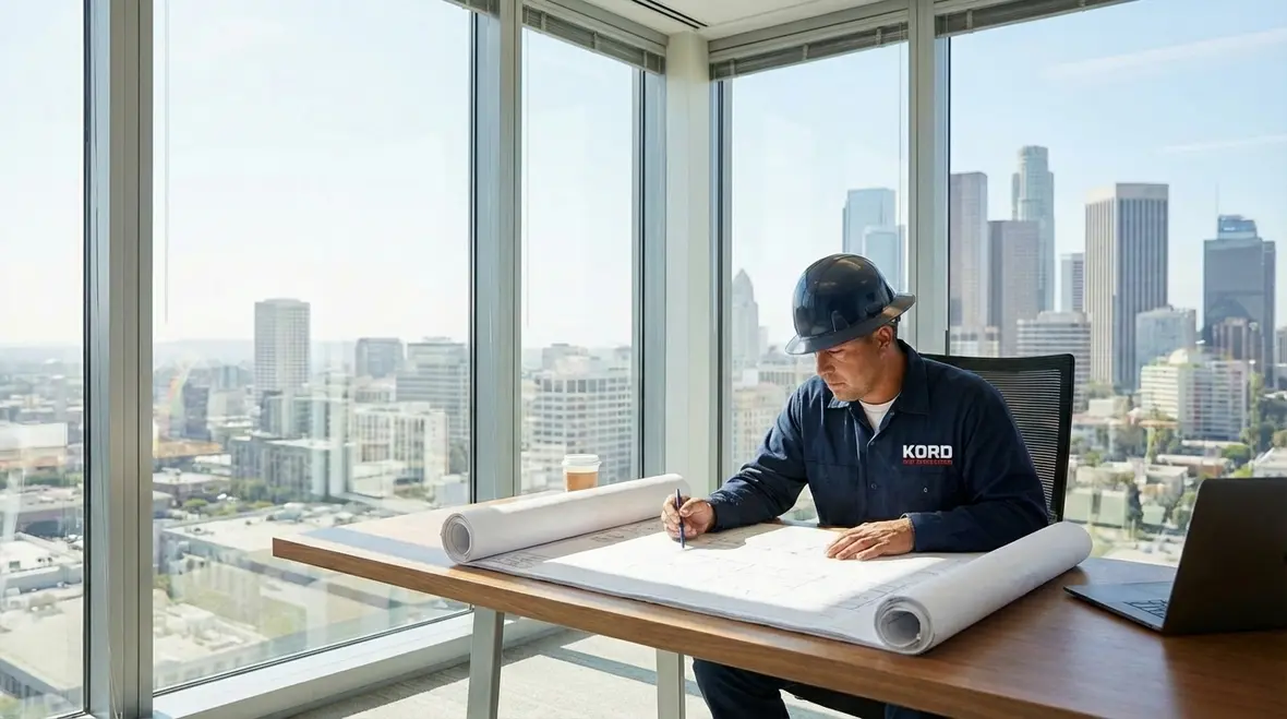 Commercial fire sprinklers protecting a large Los Angeles facility