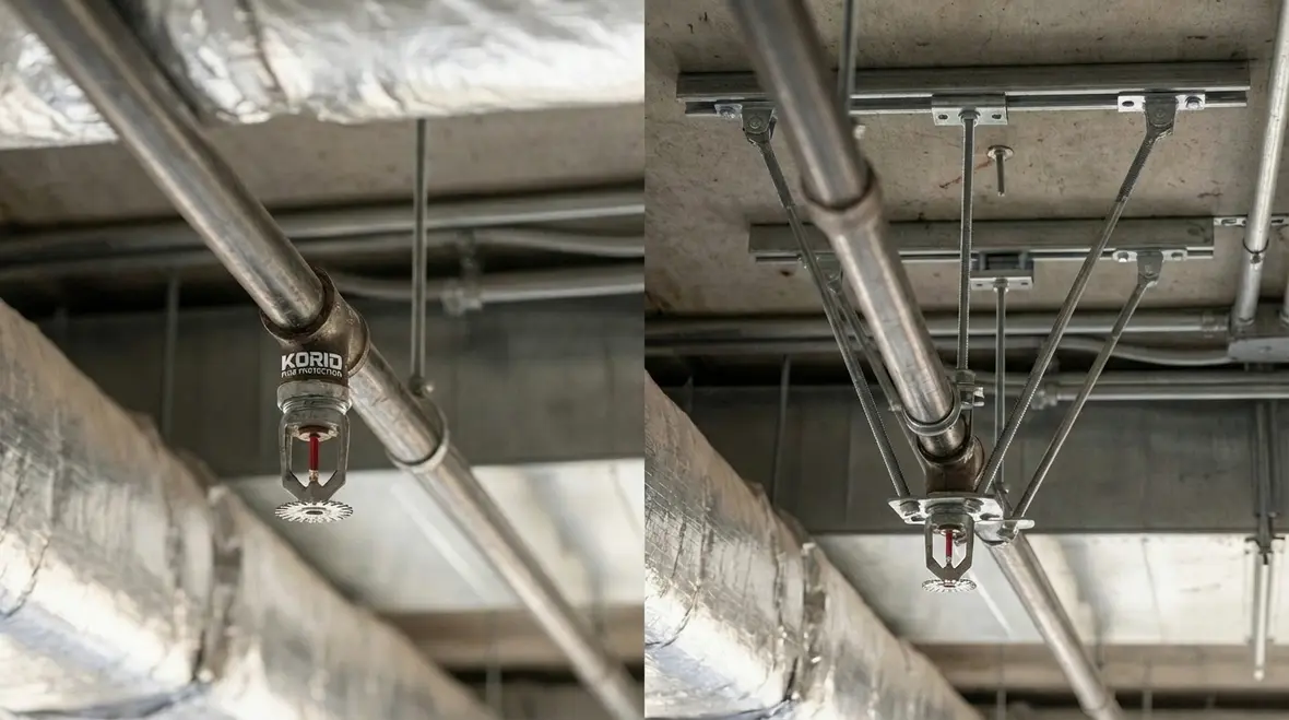 Seismic bracing on fire sprinkler piping