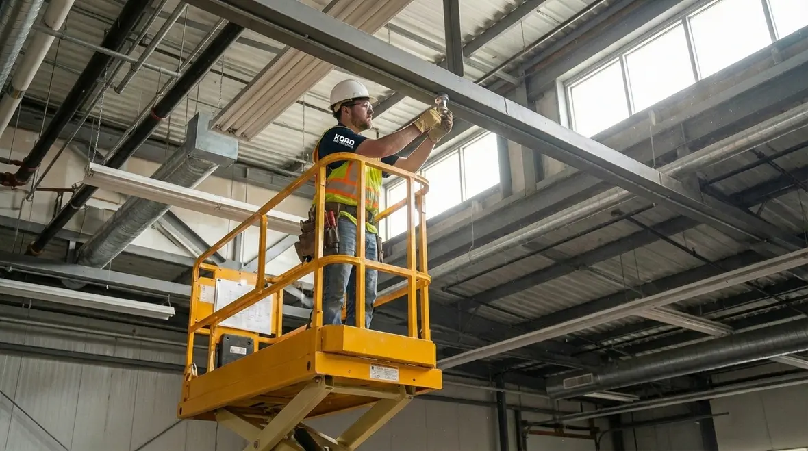 Close up of mist system fire protection nozzle in operation